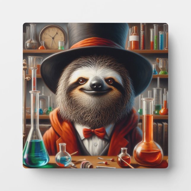 Placa Expositora Sloth Mad Scientist (Frente)