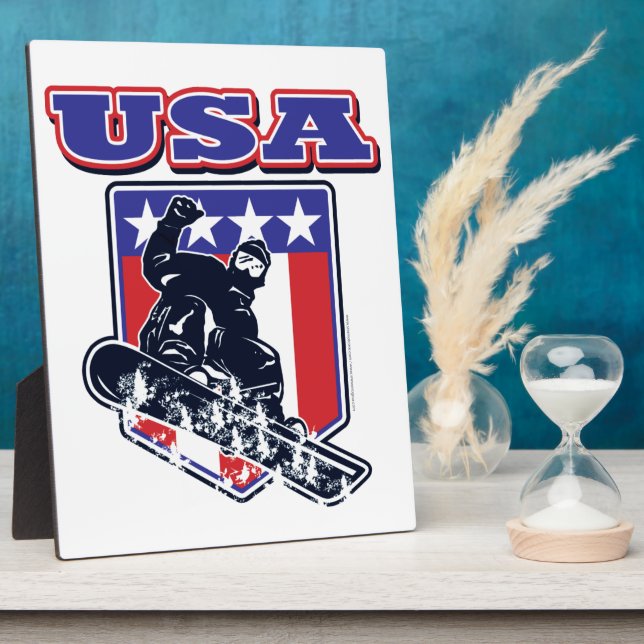 Placa Expositora Snowboarding en Estados Unidos (Lado)