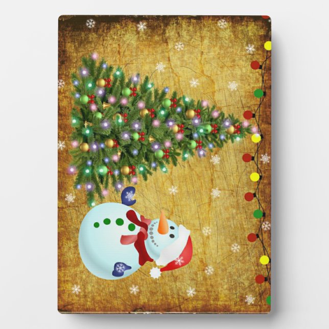 Placa Expositora Snowman, árbol de Navidad (Frente)