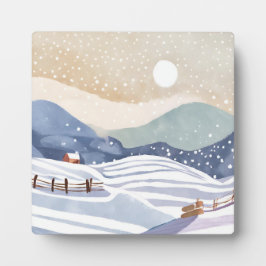 Placa Expositora Snowy Hillside | Invierno acuarela
