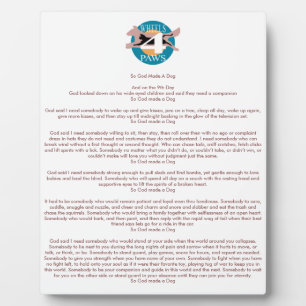 Placa Expositora "So God Made A Dog" plaque