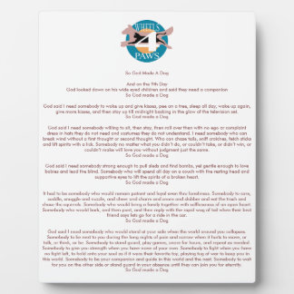 Placa Expositora "So God Made A Dog" plaque