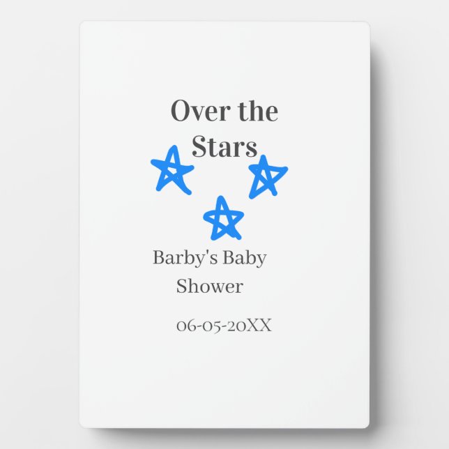 Placa Expositora Sobre las estrellas azul gris bebé cumpleaños nomb (Frente)