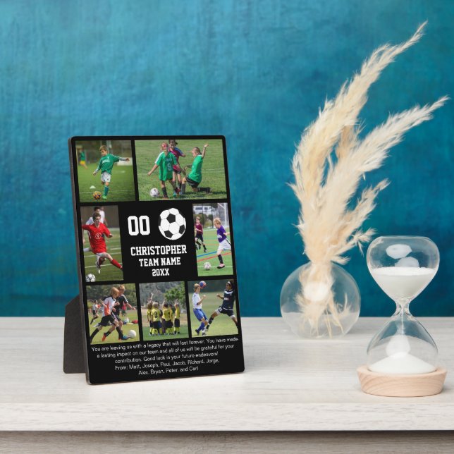 Placa Expositora Soccer 7 photo collage team name (Lado)