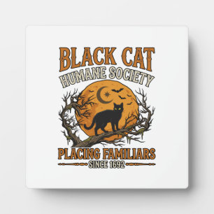 Placa Expositora Sociedad Humanitaria del Gato Negro Halloween Luna