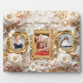 Placa Expositora Soft Gold Baroque Floral Photo Frames Collage