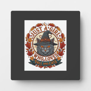 Placa Expositora Sólo Chica Que Ama Gatos Bruja De Halloween Otoño