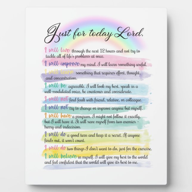 Placa Expositora Sólo por hoy, Señor (Frente)