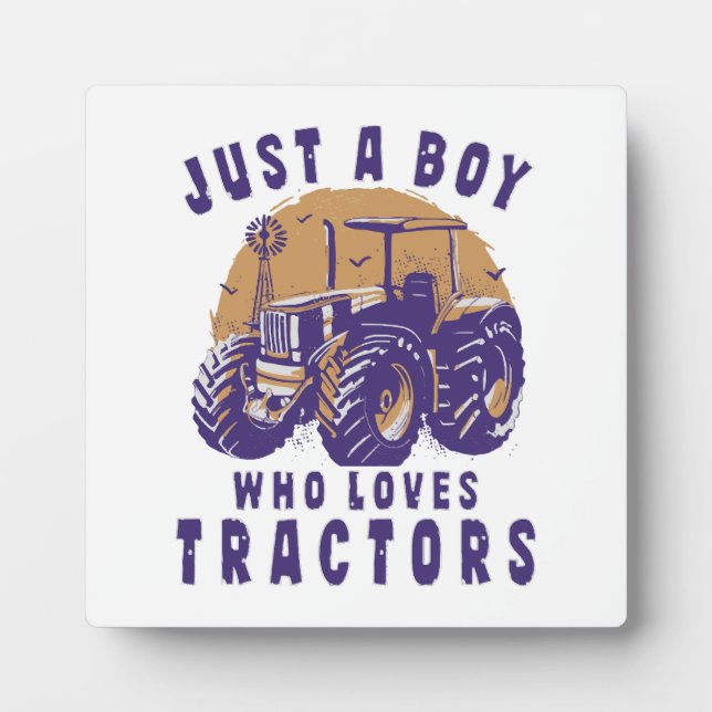 Placa Expositora Solo un chico que ama tractores camiones agrícolas (Frente)