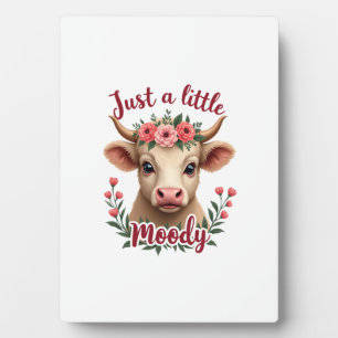 Placa Expositora Solo un poco malhumorado vintage Highland Cow flor
