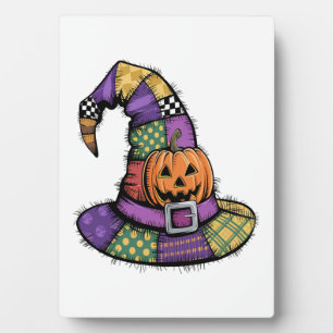 Placa Expositora Sombrero de bruja de patchwork de Halloween espelu