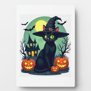 Placa Expositora Sombrero de gato negro de Halloween Gato espeluzna