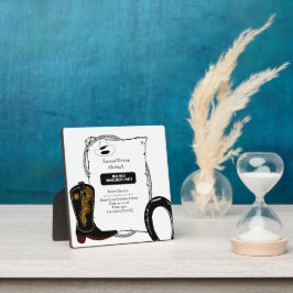 Placa Expositora Sombrero de vaquera y botas para despedida de solt