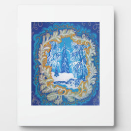 Placa Expositora Sorprendente Navidad azul vintage tierra de invier