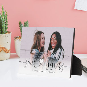 Placa Expositora Soul Sisters Heart Script Best Friends Photo Gift