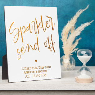 Placa Expositora Sparkler despedir señal Gold Tabletop Plaque