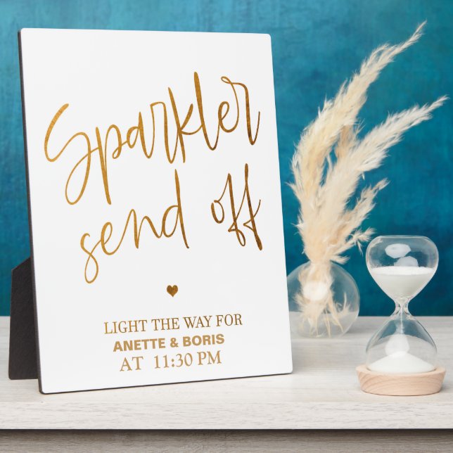 Placa Expositora Sparkler despedir señal Gold Tabletop Plaque (Lado)