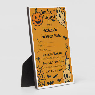 Placa Expositora Spooky Halloween Bash Invite Fantasma y juegos