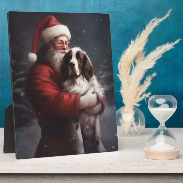 Placa Expositora Springer Spaniel Santa Claus Festivo Navidad (Lado)