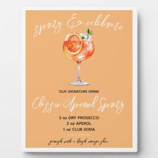 Placa Expositora Spritz & Celebrate! Aperol Spritz Signature Drink 