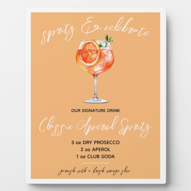 Placa Expositora Spritz & Celebrate! Aperol Spritz Signature Drink  (Frente)