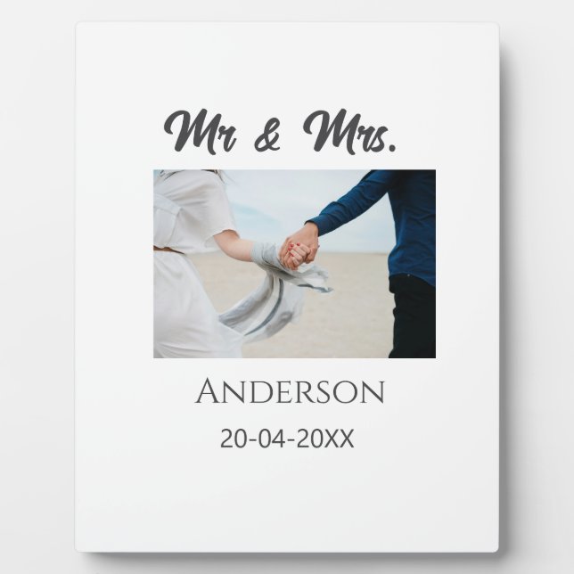 Placa Expositora Sr & Sra añaden apellido fecha año detalle de boda (Frente)