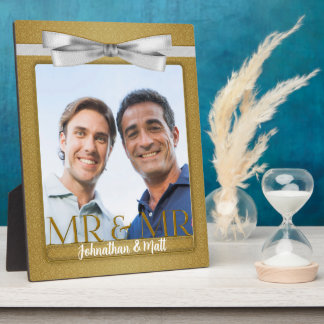 Placa Expositora Sr. y Sr. Gay Boda Gold Damask Foto