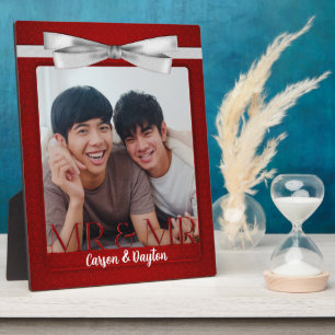 Placa Expositora Sr. y Sr. Gay Boda Red Damask Foto