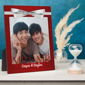 Placa Expositora Sr. y Sr. Gay Boda Red Damask Foto
