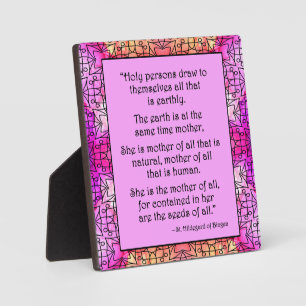 Placa Expositora St Hildegard de Bingen Cita Plaque con Easel