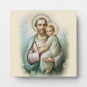 Placa Expositora St. Joseph Child Jesus Traditional Lilies