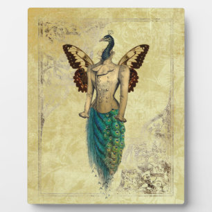 Placa Expositora Steampunk Fantasy Peacock Gold