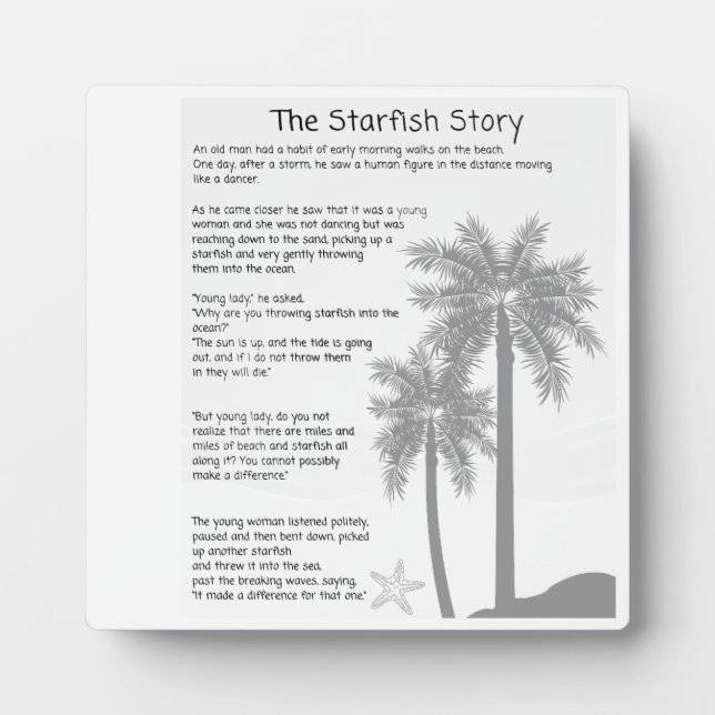 Placa Expositora Story, Starfish Thrower, poema de Starfish (Frente)