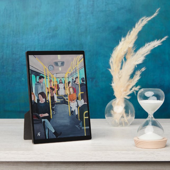 Placa Expositora Stranger on the Bus Painting by Alfred Fox (Lado)