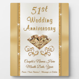 Placa Expositora Stunning 51st Wedding Anniversary Gift for Couple
