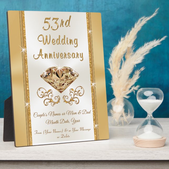 Placa Expositora Stunning Personalised 53 Year Anniversary Gift (Lado)
