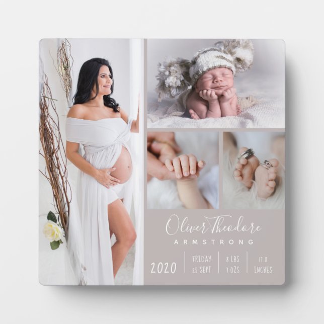 Placa Expositora Stylish Baby Photo Family Keepsake Beige (Frente)