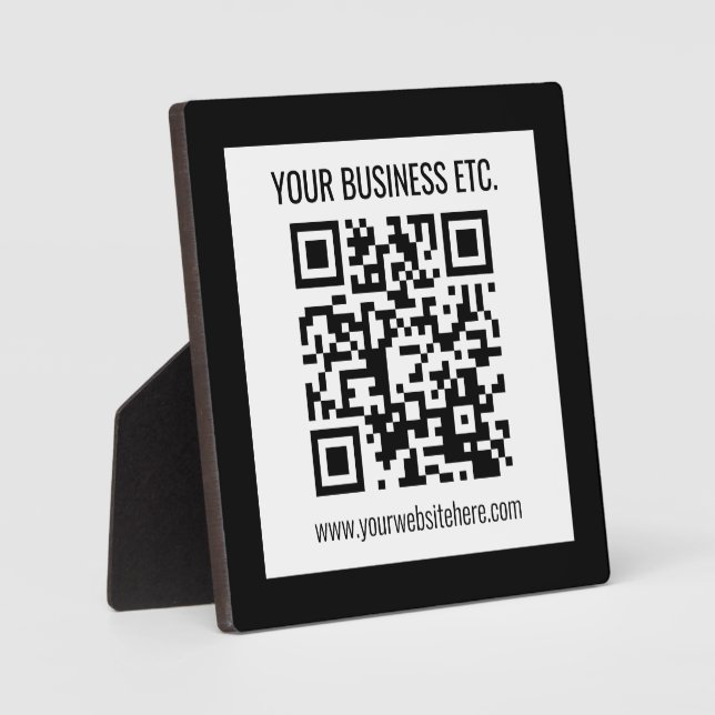 Placa Expositora Su nombre comercial y código QR editable (Anverso)