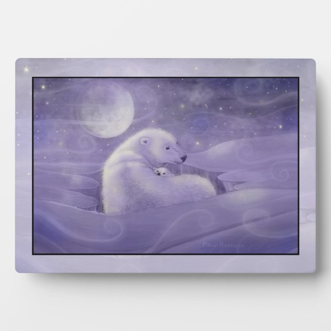 Placa Expositora Suave Oso Polar de Invierno y Plaque de Cubo (Frente)