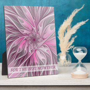 Placa Expositora Sueño de flores rosadas fractales, mejor mamá de f