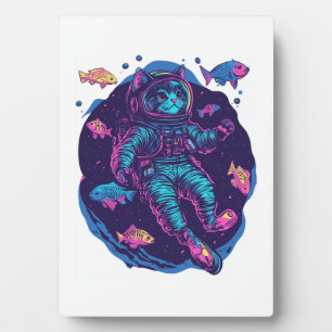 Placa Expositora Sueños de gato espacial � Gato de galaxia divertid