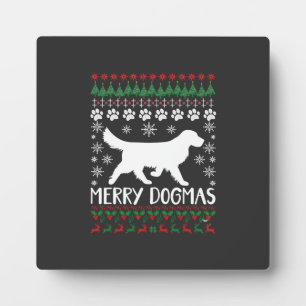 Placa Expositora Suéter Feo De Navidad Perro Copos De Nieve Dogmas
