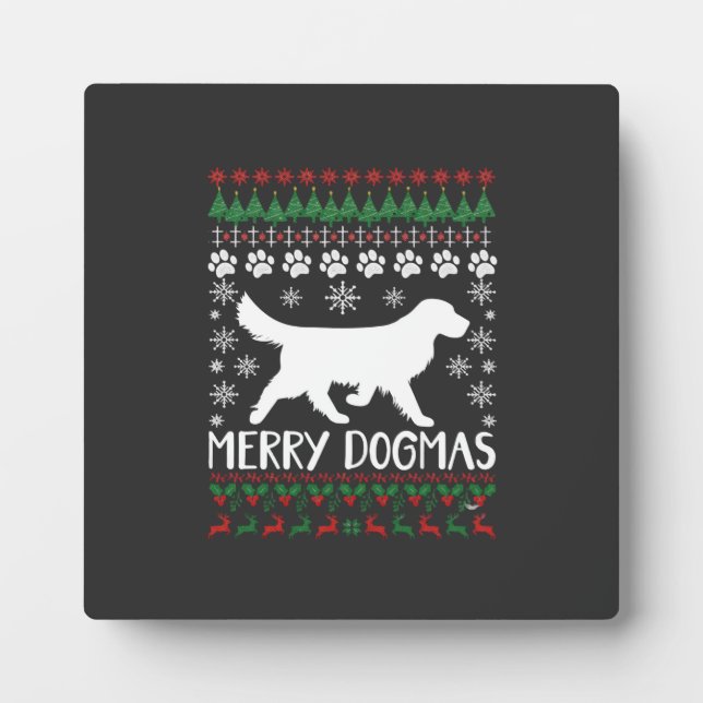 Placa Expositora Suéter Feo De Navidad Perro Copos De Nieve Dogmas  (Frente)