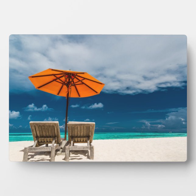 Placa Expositora Sun Umbrella On Sandy Beach |Maldives (Frente)