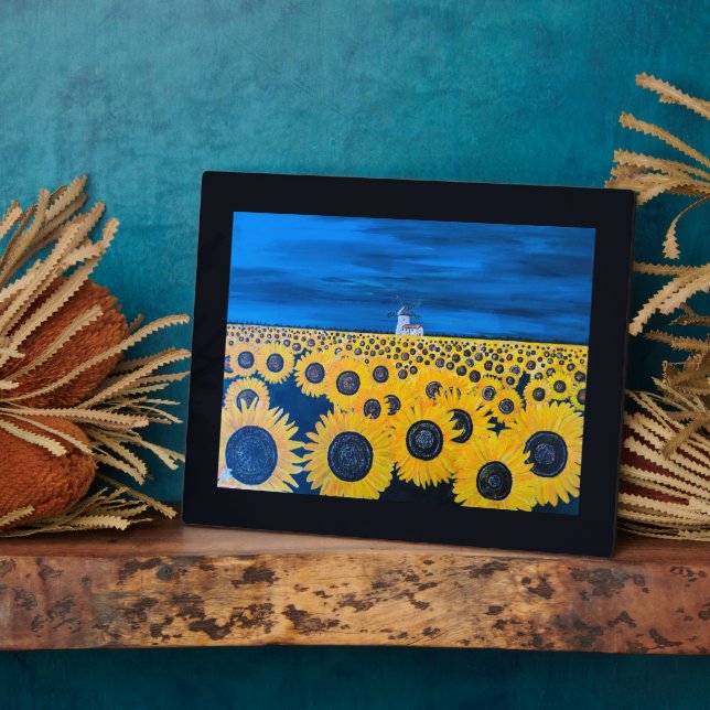 Placa Expositora Sunflower Field Painting by Alfred Fox (Lado)