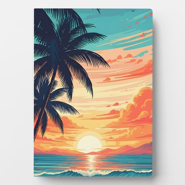 Placa Expositora Sunset Vibes Retro Beach (Frente)