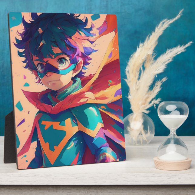 Placa Expositora Superhéroe azul y rojo (Lado)