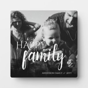 Placa Expositora Superposición de resumen de foto negra de familia 