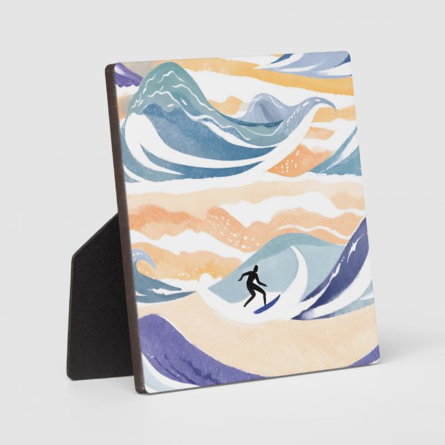 Placa Expositora Surfing the Wave | Océano acuático contemporáneo (Anverso)