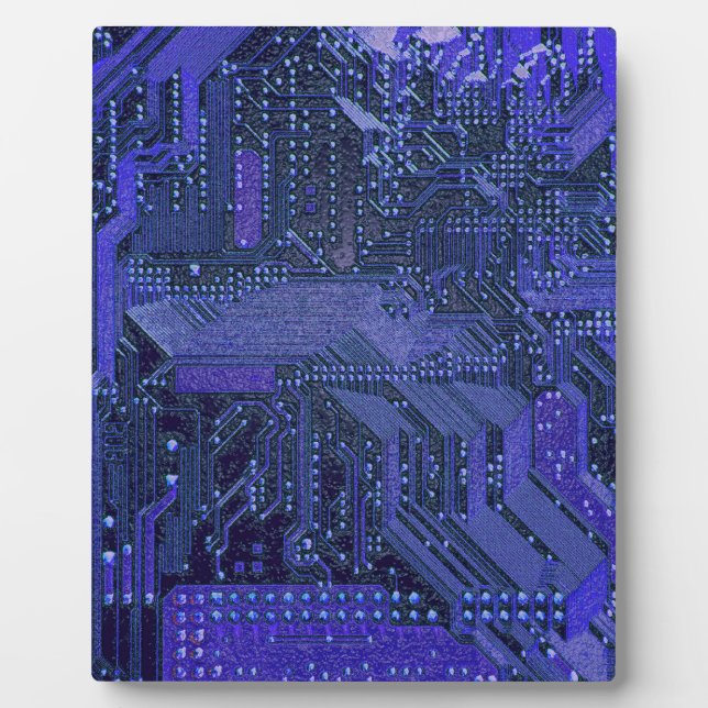 Placa Expositora Tablero de Circuito Cibernético Azul Arte Electrón (Frente)